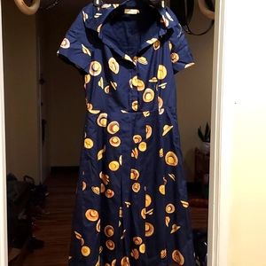 ADORABLE TORY BURCH COTTON NAVY HAT PRINT DRESS SZ 8